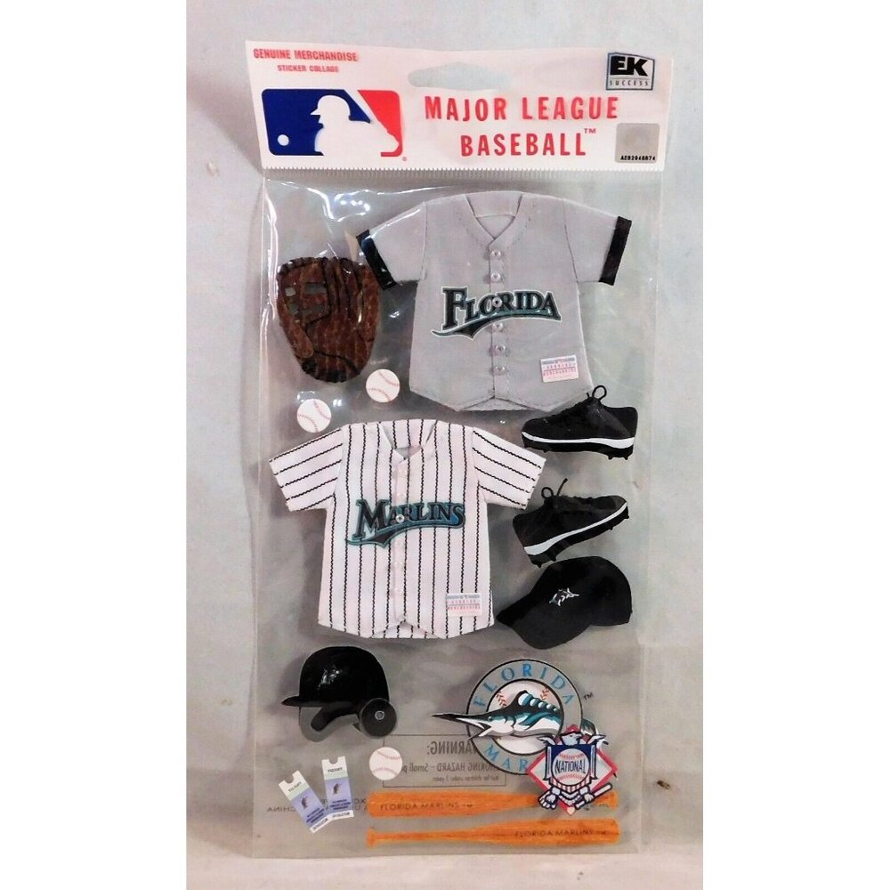 Florida Marlins MLB Scrapbook Stickers Journal Baseball Uniforms Hat Shoes Mitt